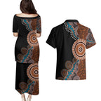 50 Years Of NAIDOC Couples Matching Puletasi and Hawaiian Shirt Strong and Proud Aboriginal Dot Painting No1