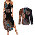 50 Years Of NAIDOC Couples Matching Summer Maxi Dress and Long Sleeve Button Shirt Strong and Proud Aboriginal Dot Painting No1