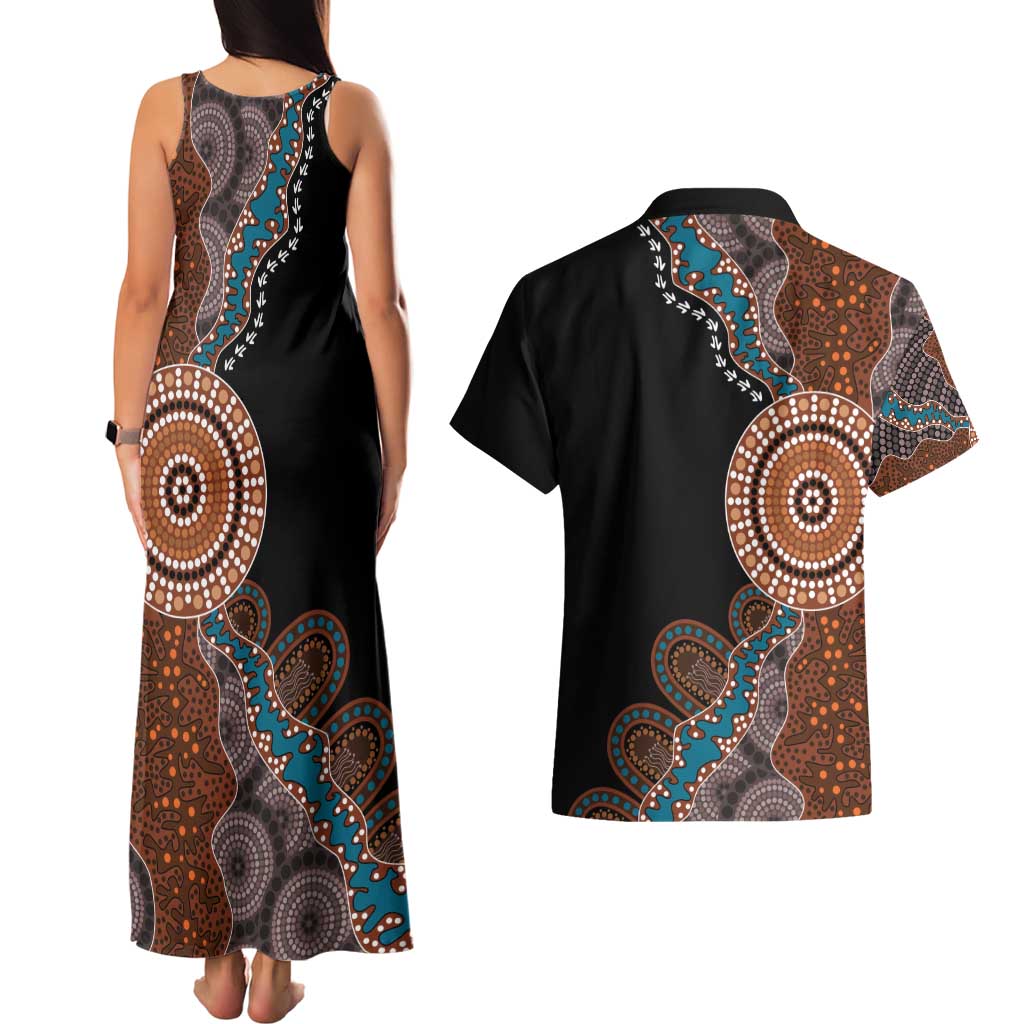 50 Years Of NAIDOC Couples Matching Tank Maxi Dress and Hawaiian Shirt Strong and Proud Aboriginal Dot Painting No1