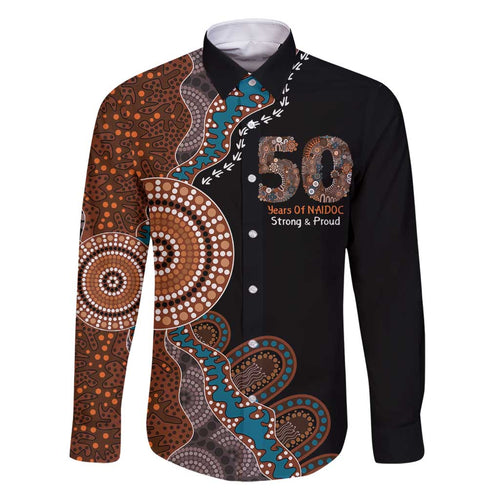 50 Years Of NAIDOC Family Matching Long Sleeve Bodycon Dress and Hawaiian Shirt Strong and Proud Aboriginal Dot Painting No1