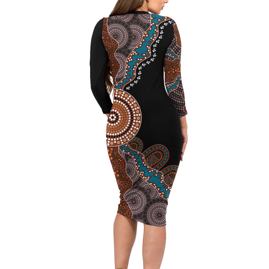 50 Years Of NAIDOC Family Matching Long Sleeve Bodycon Dress and Hawaiian Shirt Strong and Proud Aboriginal Dot Painting No1