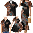 50 Years Of NAIDOC Family Matching Mermaid Dress and Hawaiian Shirt Strong and Proud Aboriginal Dot Painting No1