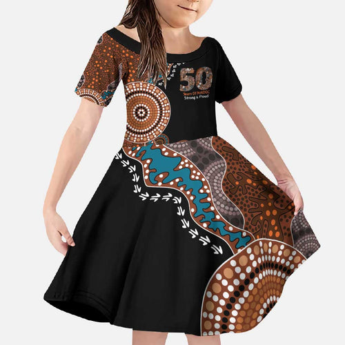 50 Years Of NAIDOC Family Matching Mermaid Dress and Hawaiian Shirt Strong and Proud Aboriginal Dot Painting No1
