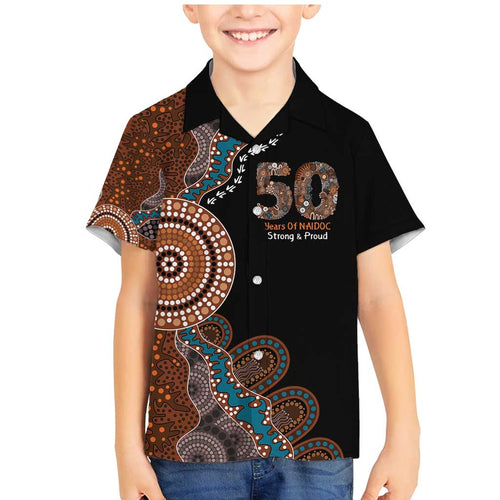 50 Years Of NAIDOC Family Matching Mermaid Dress and Hawaiian Shirt Strong and Proud Aboriginal Dot Painting No1