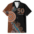 50 Years Of NAIDOC Family Matching Off The Shoulder Long Sleeve Dress and Hawaiian Shirt Strong and Proud Aboriginal Dot Painting No1