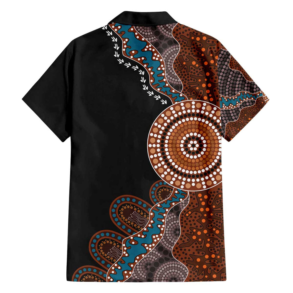 50 Years Of NAIDOC Family Matching Off The Shoulder Long Sleeve Dress and Hawaiian Shirt Strong and Proud Aboriginal Dot Painting No1
