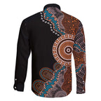 50 Years Of NAIDOC Family Matching Off The Shoulder Long Sleeve Dress and Hawaiian Shirt Strong and Proud Aboriginal Dot Painting No1