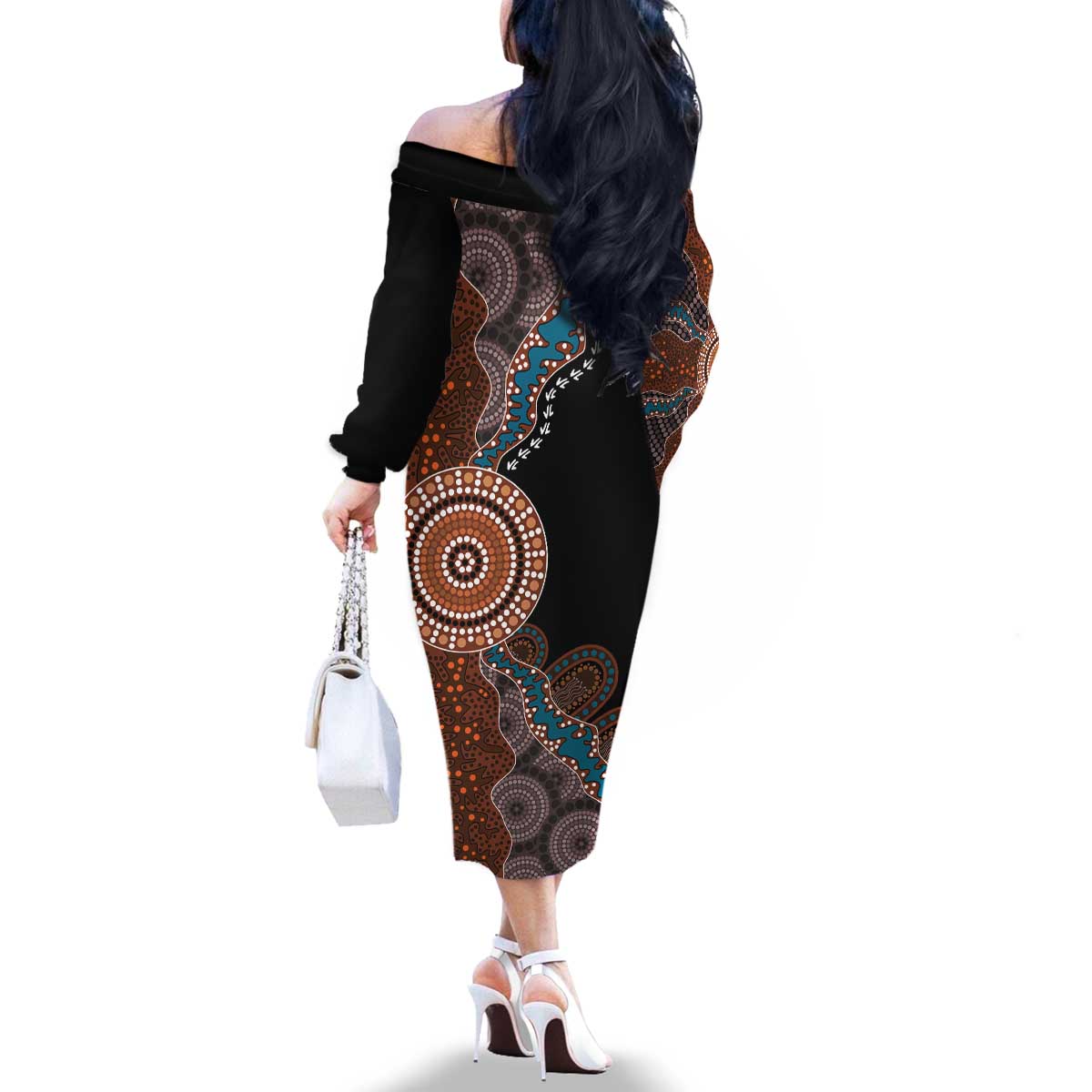 50 Years Of NAIDOC Family Matching Off The Shoulder Long Sleeve Dress and Hawaiian Shirt Strong and Proud Aboriginal Dot Painting No1