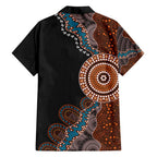 50 Years Of NAIDOC Family Matching Off Shoulder Short Dress and Hawaiian Shirt Strong and Proud Aboriginal Dot Painting No1