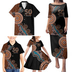 50 Years Of NAIDOC Family Matching Puletasi and Hawaiian Shirt Strong and Proud Aboriginal Dot Painting No1