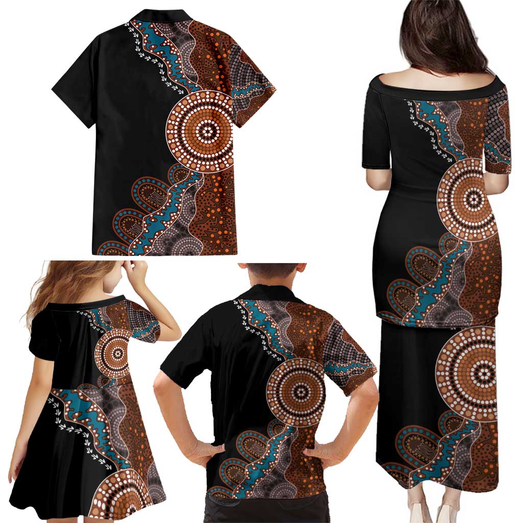 50 Years Of NAIDOC Family Matching Puletasi and Hawaiian Shirt Strong and Proud Aboriginal Dot Painting No1