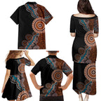 50 Years Of NAIDOC Family Matching Puletasi and Hawaiian Shirt Strong and Proud Aboriginal Dot Painting No1