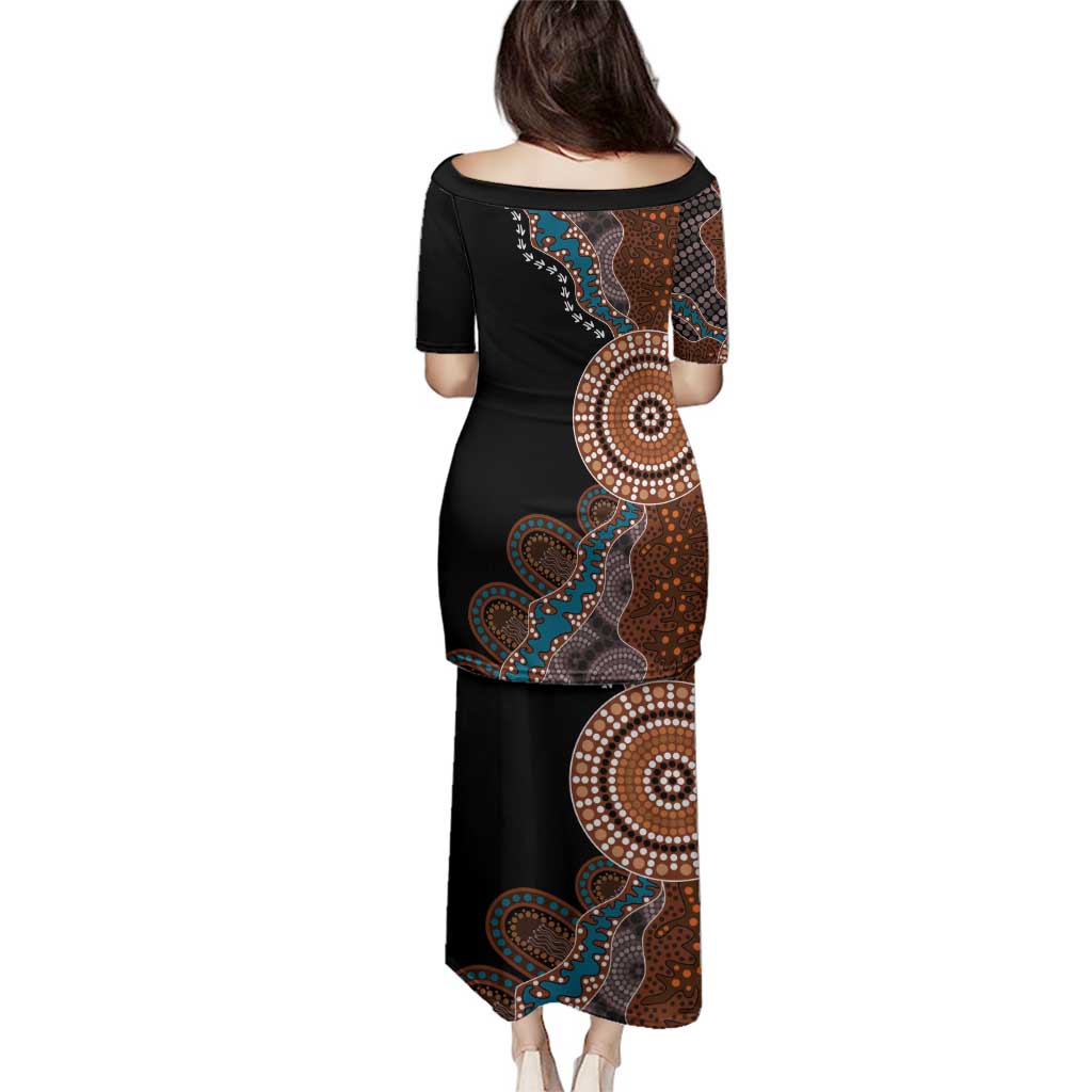 50 Years Of NAIDOC Family Matching Puletasi and Hawaiian Shirt Strong and Proud Aboriginal Dot Painting No1