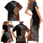 50 Years Of NAIDOC Family Matching Short Sleeve Bodycon Dress and Hawaiian Shirt Strong and Proud Aboriginal Dot Painting No1
