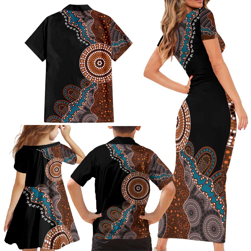 50 Years Of NAIDOC Family Matching Short Sleeve Bodycon Dress and Hawaiian Shirt Strong and Proud Aboriginal Dot Painting No1