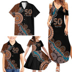 50 Years Of NAIDOC Family Matching Summer Maxi Dress and Hawaiian Shirt Strong and Proud Aboriginal Dot Painting No1