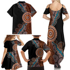 50 Years Of NAIDOC Family Matching Summer Maxi Dress and Hawaiian Shirt Strong and Proud Aboriginal Dot Painting No1