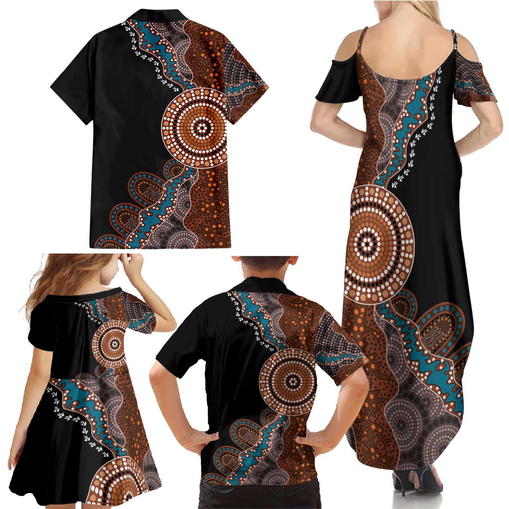 50 Years Of NAIDOC Family Matching Summer Maxi Dress and Hawaiian Shirt Strong and Proud Aboriginal Dot Painting No1