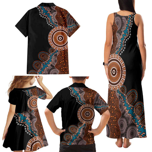50 Years Of NAIDOC Family Matching Tank Maxi Dress and Hawaiian Shirt Strong and Proud Aboriginal Dot Painting No1