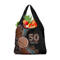 50 Years Of NAIDOC Grocery Bag Strong and Proud Aboriginal Dot Painting No1