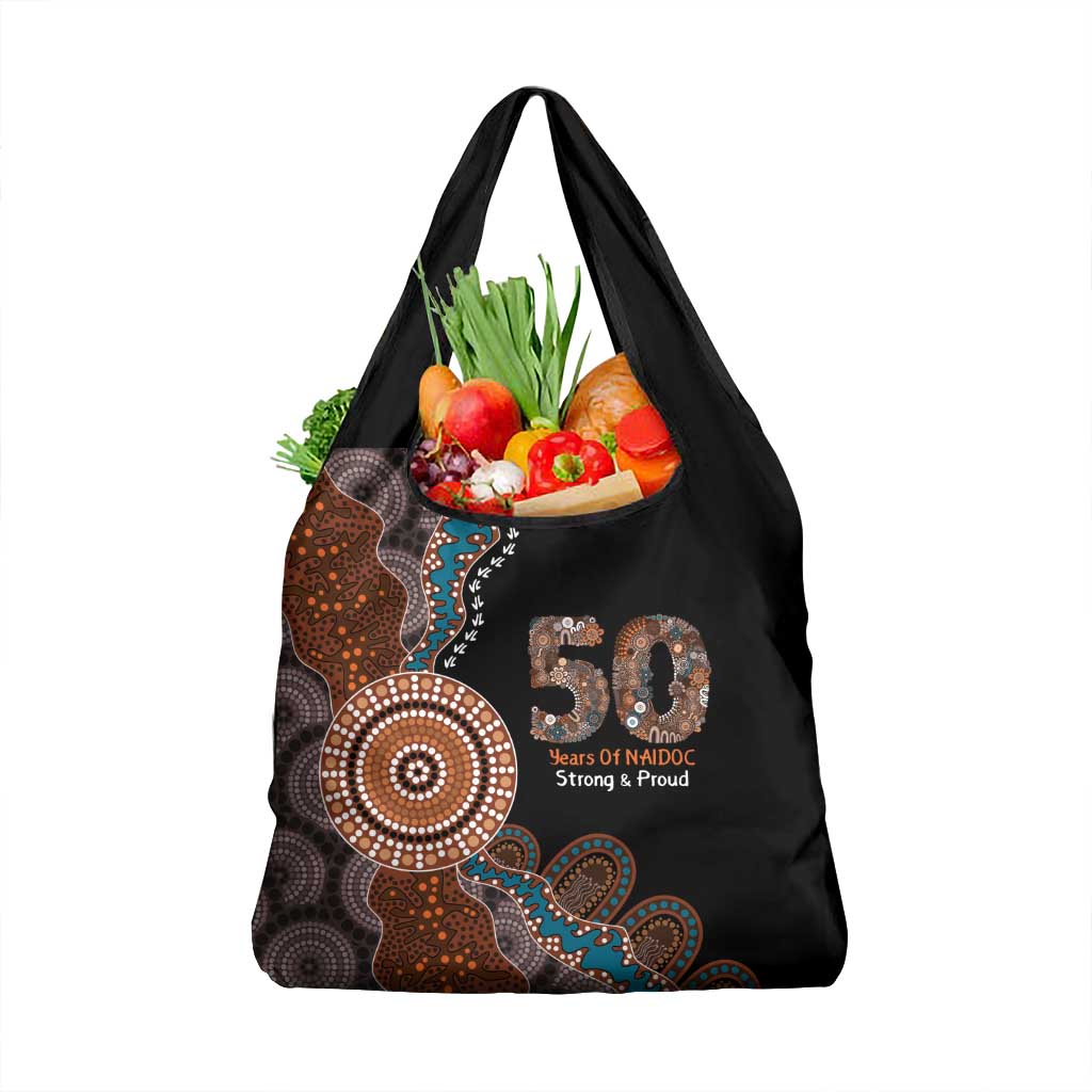 50 Years Of NAIDOC Grocery Bag Strong and Proud Aboriginal Dot Painting No1