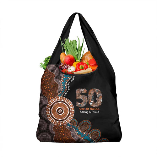50 Years Of NAIDOC Grocery Bag Strong and Proud Aboriginal Dot Painting No1