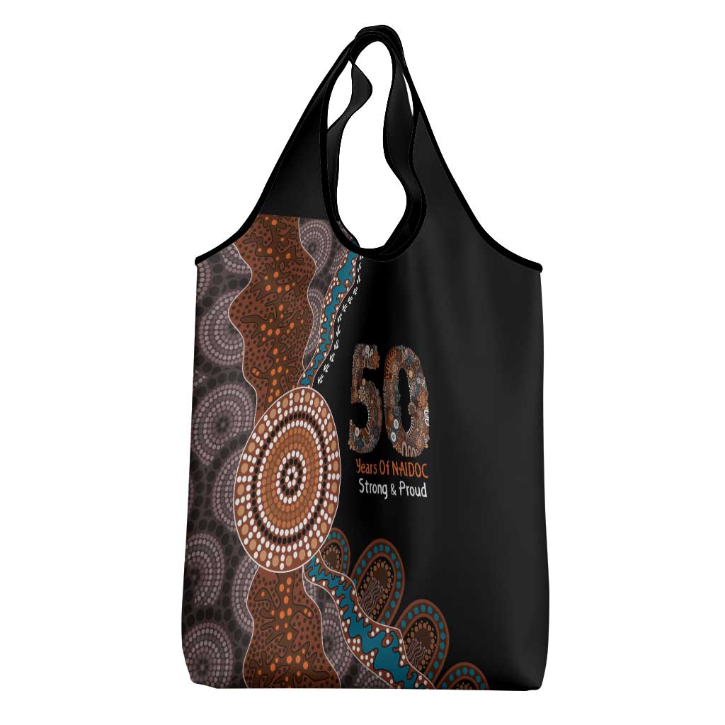50 Years Of NAIDOC Grocery Bag Strong and Proud Aboriginal Dot Painting No1