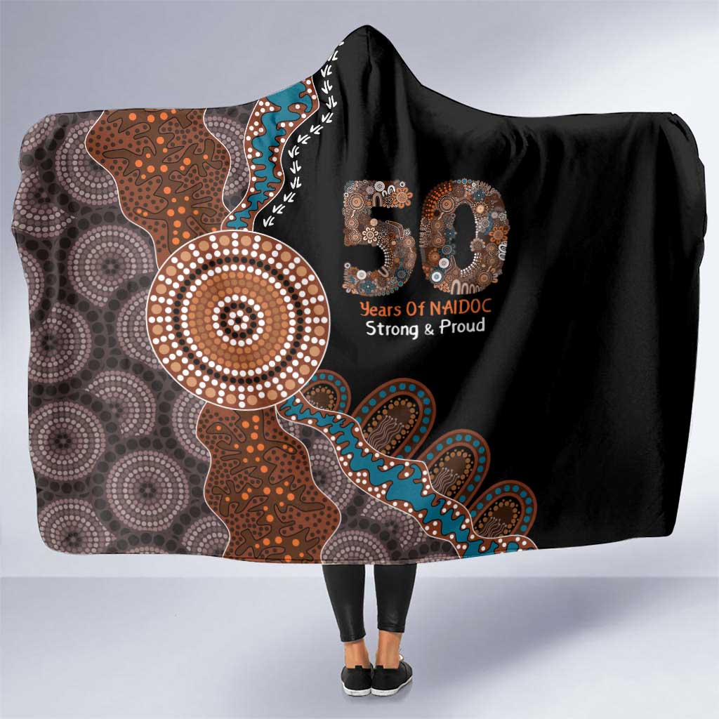 50 Years Of NAIDOC Hooded Blanket Strong and Proud Aboriginal Dot Painting No1