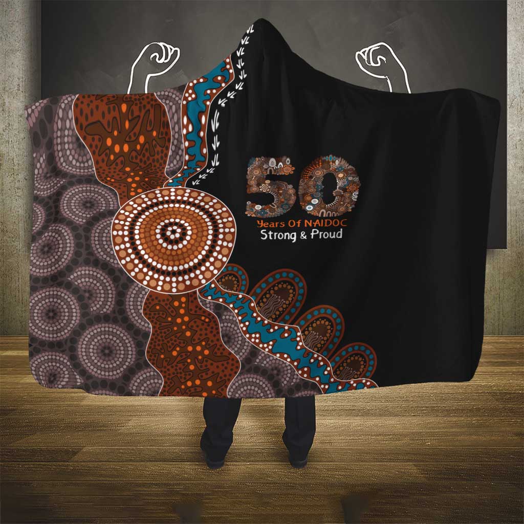 50 Years Of NAIDOC Hooded Blanket Strong and Proud Aboriginal Dot Painting No1