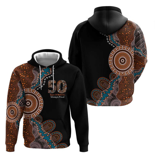 50 Years Of NAIDOC Hoodie Strong and Proud Aboriginal Dot Painting No1