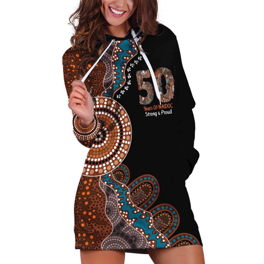 50 Years Of NAIDOC Hoodie Dress Strong and Proud Aboriginal Dot Painting No1