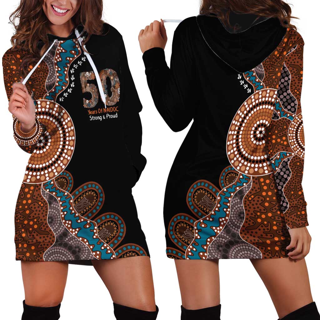 50 Years Of NAIDOC Hoodie Dress Strong and Proud Aboriginal Dot Painting No1