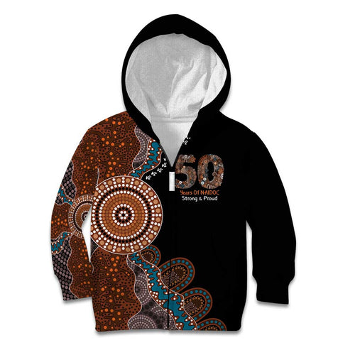 50 Years Of NAIDOC Kid Hoodie Strong and Proud Aboriginal Dot Painting No1