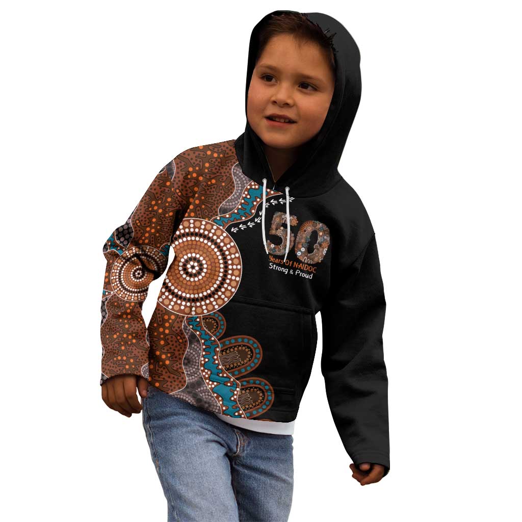 50 Years Of NAIDOC Kid Hoodie Strong and Proud Aboriginal Dot Painting No1