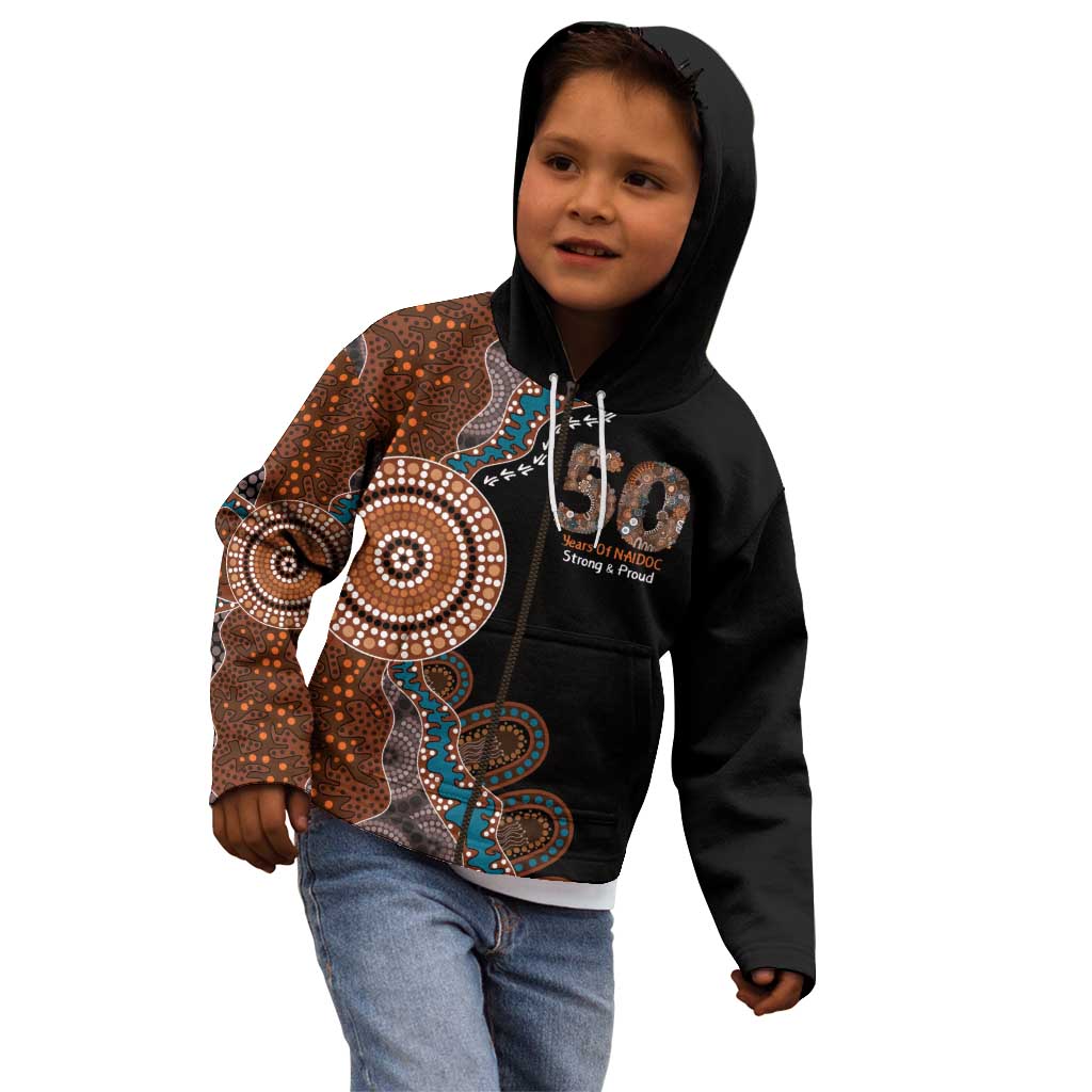 50 Years Of NAIDOC Kid Hoodie Strong and Proud Aboriginal Dot Painting No1