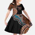 50 Years Of NAIDOC Kid Short Sleeve Dress Strong and Proud Aboriginal Dot Painting No1