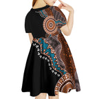 50 Years Of NAIDOC Kid Short Sleeve Dress Strong and Proud Aboriginal Dot Painting No1