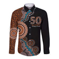 50 Years Of NAIDOC Long Sleeve Button Shirt Strong and Proud Aboriginal Dot Painting No1