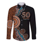 50 Years Of NAIDOC Long Sleeve Button Shirt Strong and Proud Aboriginal Dot Painting No1