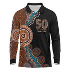50 Years Of NAIDOC Long Sleeve Polo Shirt Strong and Proud Aboriginal Dot Painting No1