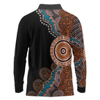 50 Years Of NAIDOC Long Sleeve Polo Shirt Strong and Proud Aboriginal Dot Painting No1
