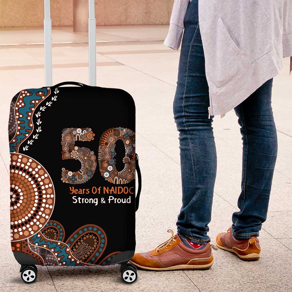 50 Years Of NAIDOC Luggage Cover Strong and Proud Aboriginal Dot Painting No1