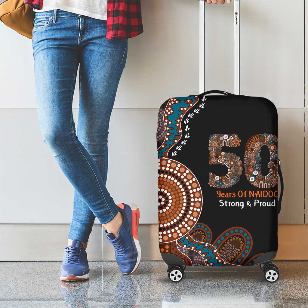 50 Years Of NAIDOC Luggage Cover Strong and Proud Aboriginal Dot Painting No1