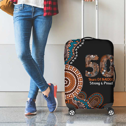 50 Years Of NAIDOC Luggage Cover Strong and Proud Aboriginal Dot Painting No1