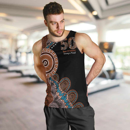 50 Years Of NAIDOC Men Tank Top Strong and Proud Aboriginal Dot Painting No1