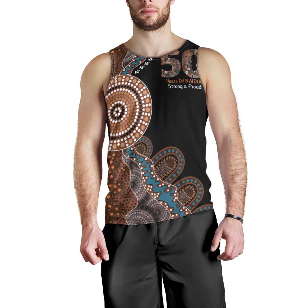 50 Years Of NAIDOC Men Tank Top Strong and Proud Aboriginal Dot Painting No1