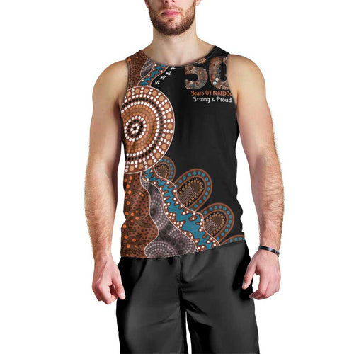 50 Years Of NAIDOC Men Tank Top Strong and Proud Aboriginal Dot Painting No1