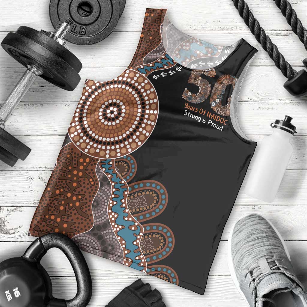 50 Years Of NAIDOC Men Tank Top Strong and Proud Aboriginal Dot Painting No1