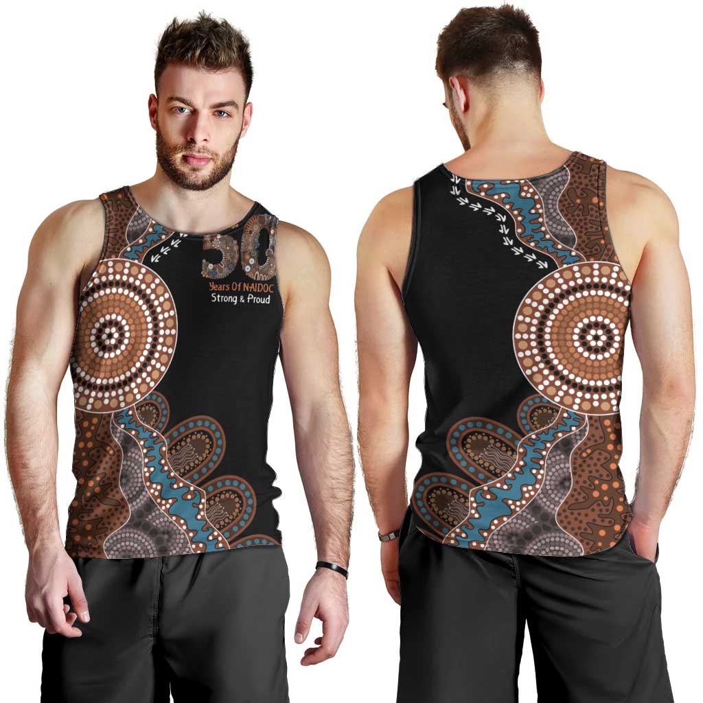 50 Years Of NAIDOC Men Tank Top Strong and Proud Aboriginal Dot Painting No1