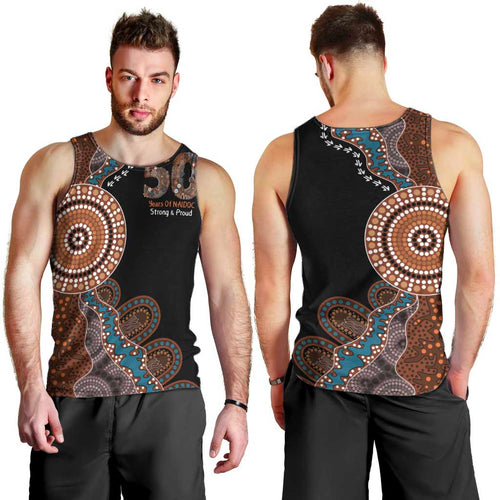 50 Years Of NAIDOC Men Tank Top Strong and Proud Aboriginal Dot Painting No1
